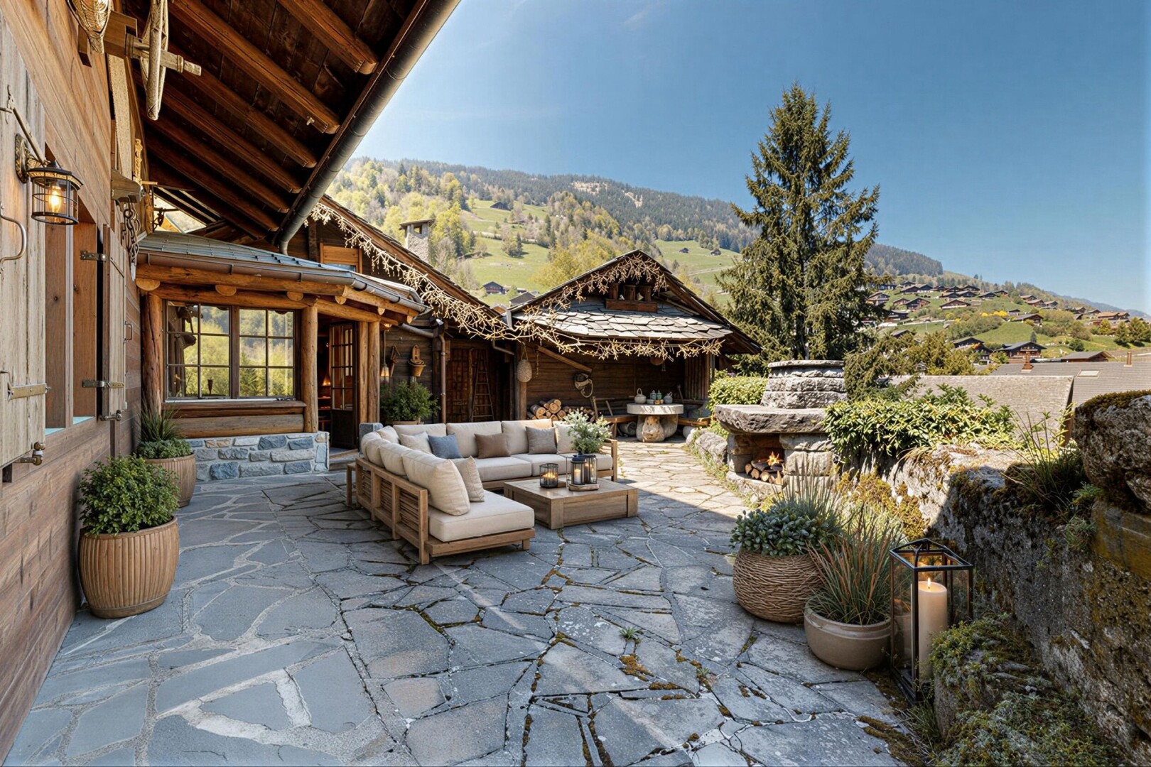 terrasse mit from property, day time, terrasse, mountain view, und blick auf die berge