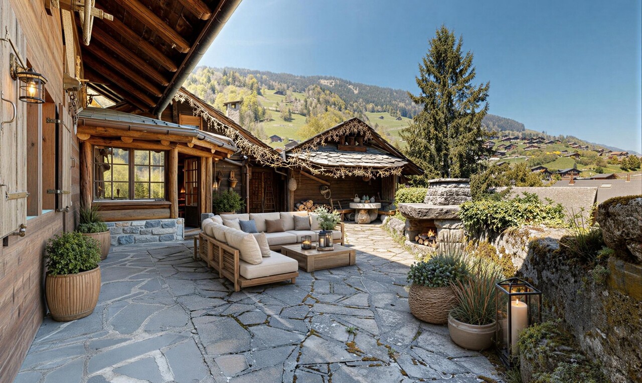 terrasse mit from property, day time, terrasse, mountain view, und blick auf die berge