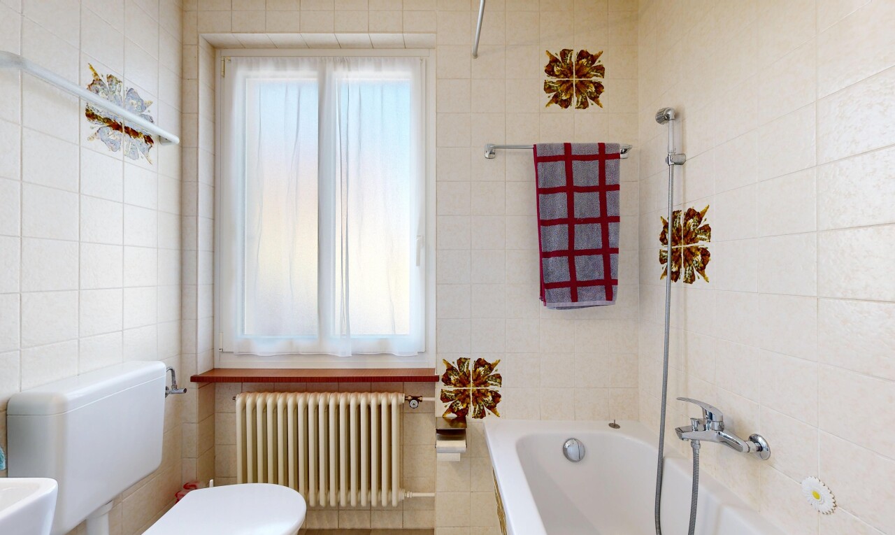 bad mit toilette, komplettes badezimmer, kühler, natürliches licht, und natural light