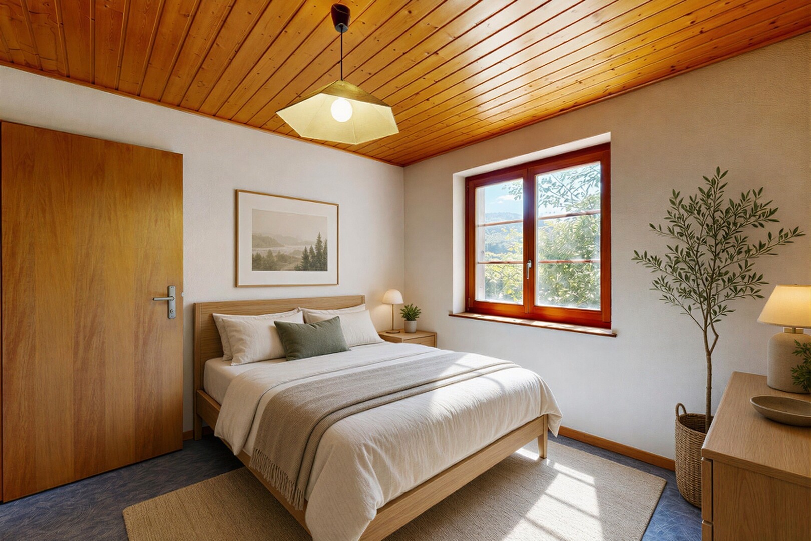 pièce vide avec plafond en bois, wood ceiling, lumière naturelle, natural light, et inside property