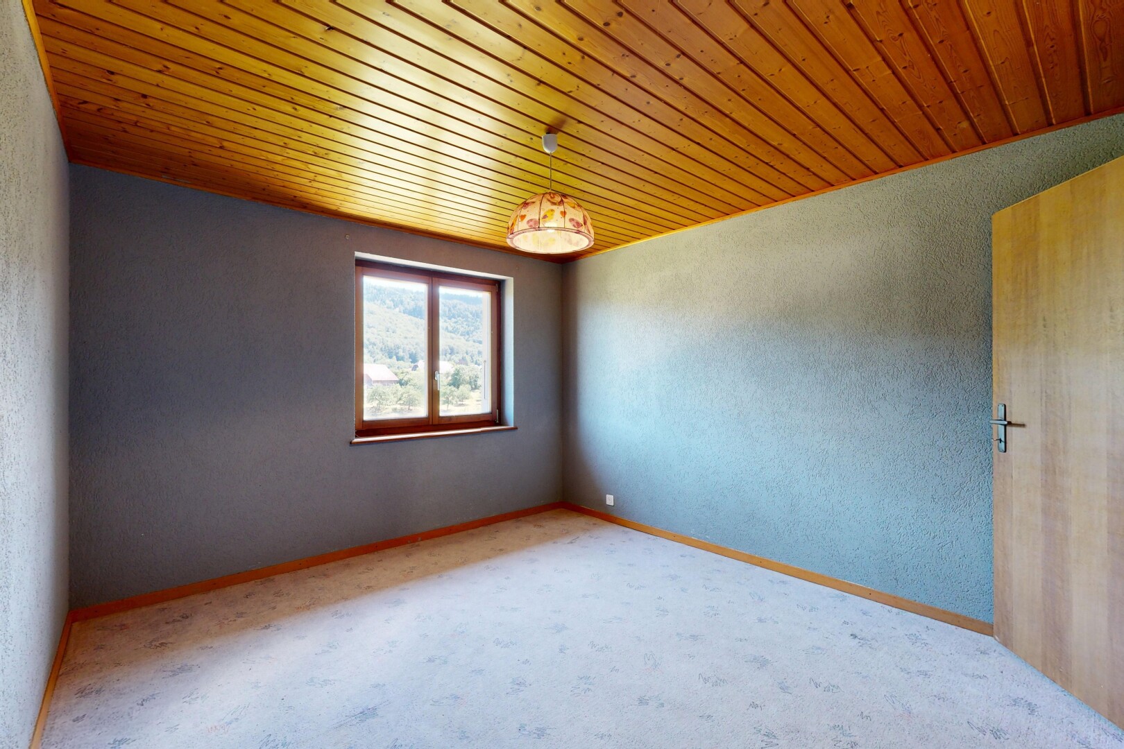 pièce vide avec mur texturé, textured wall, inside property, moquette, et carpet