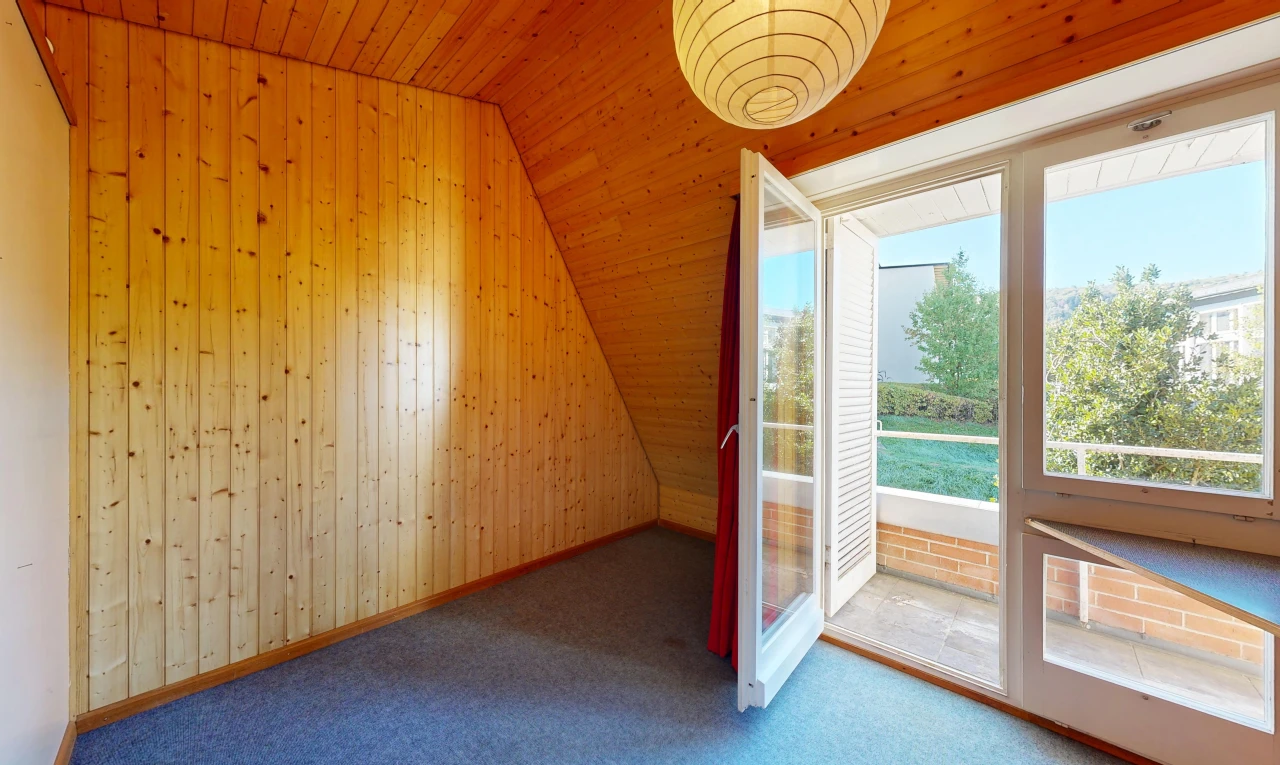 leerer raum mit holzwand, wood wall, day time, dated wood wall, und teppich