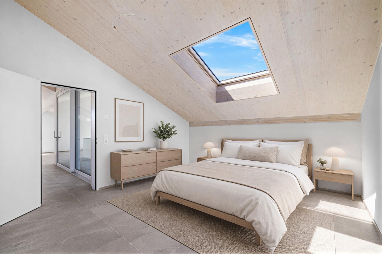 pièce vide avec vaulted ceiling, plafond voûté, drywall, cloison sèche, et inside property