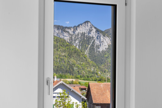 détails avec vue sur la montagne, mountain view, wall / siding, day time, et interior