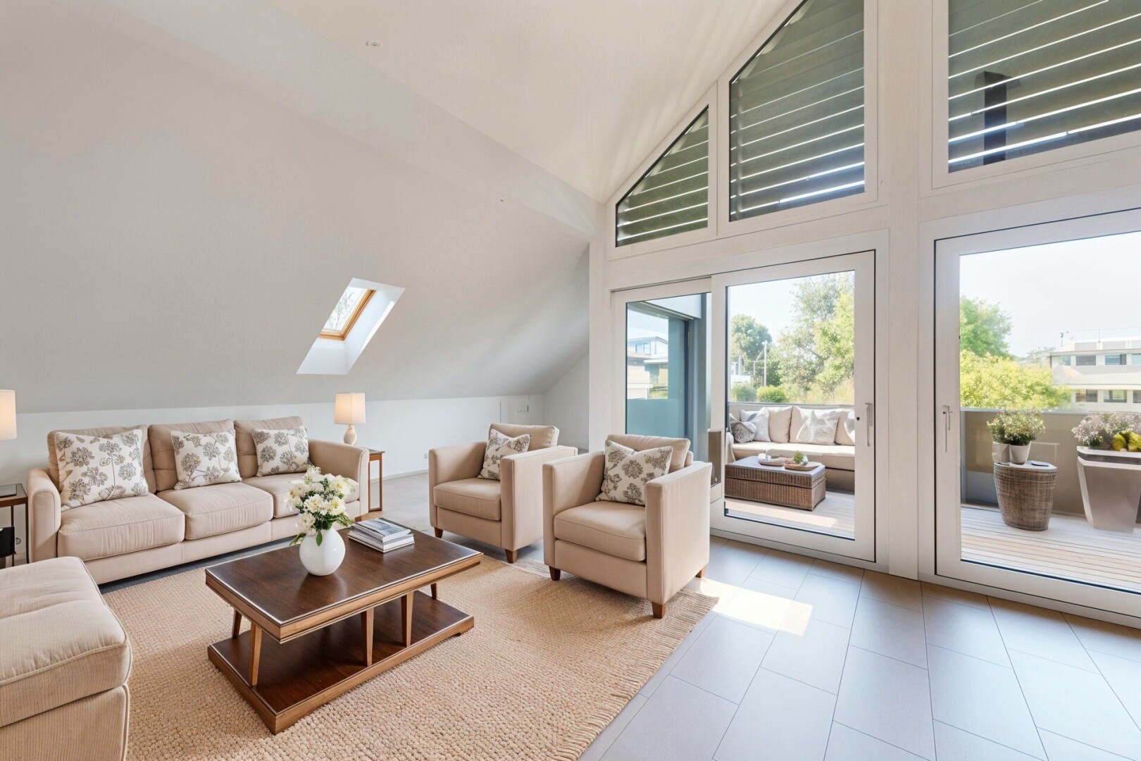 pièce vide avec plafond voûté, vaulted ceiling, puits de lumière, lumière naturelle, et natural light