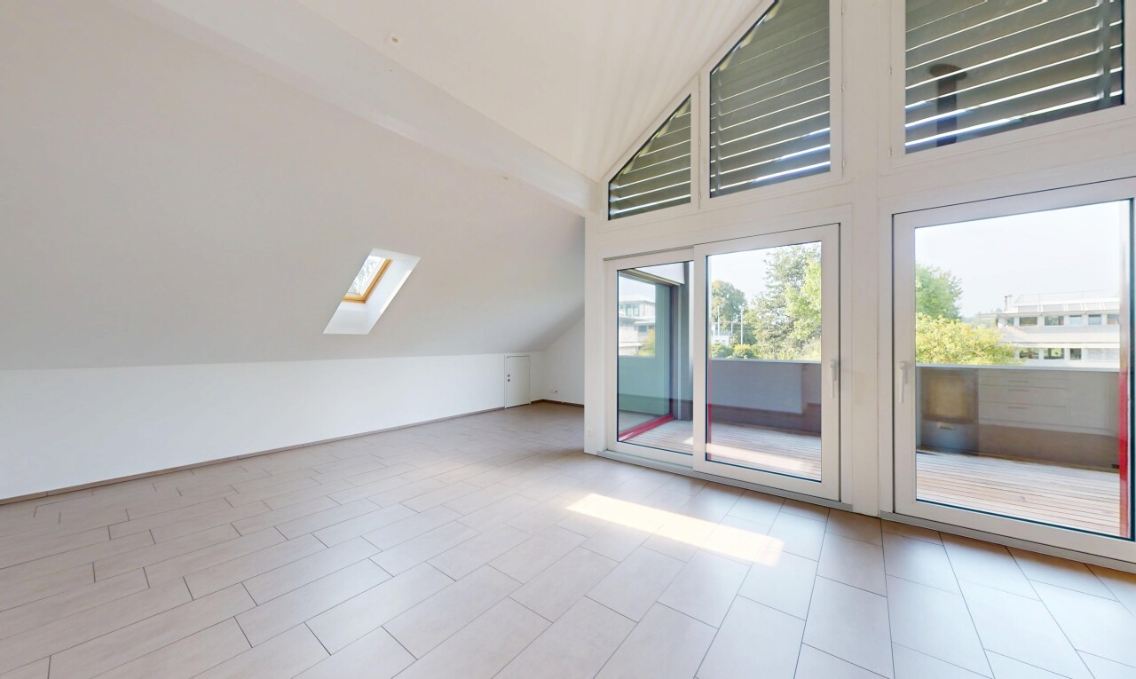 pièce vide avec plafond voûté, vaulted ceiling, puits de lumière, lumière naturelle, et natural light