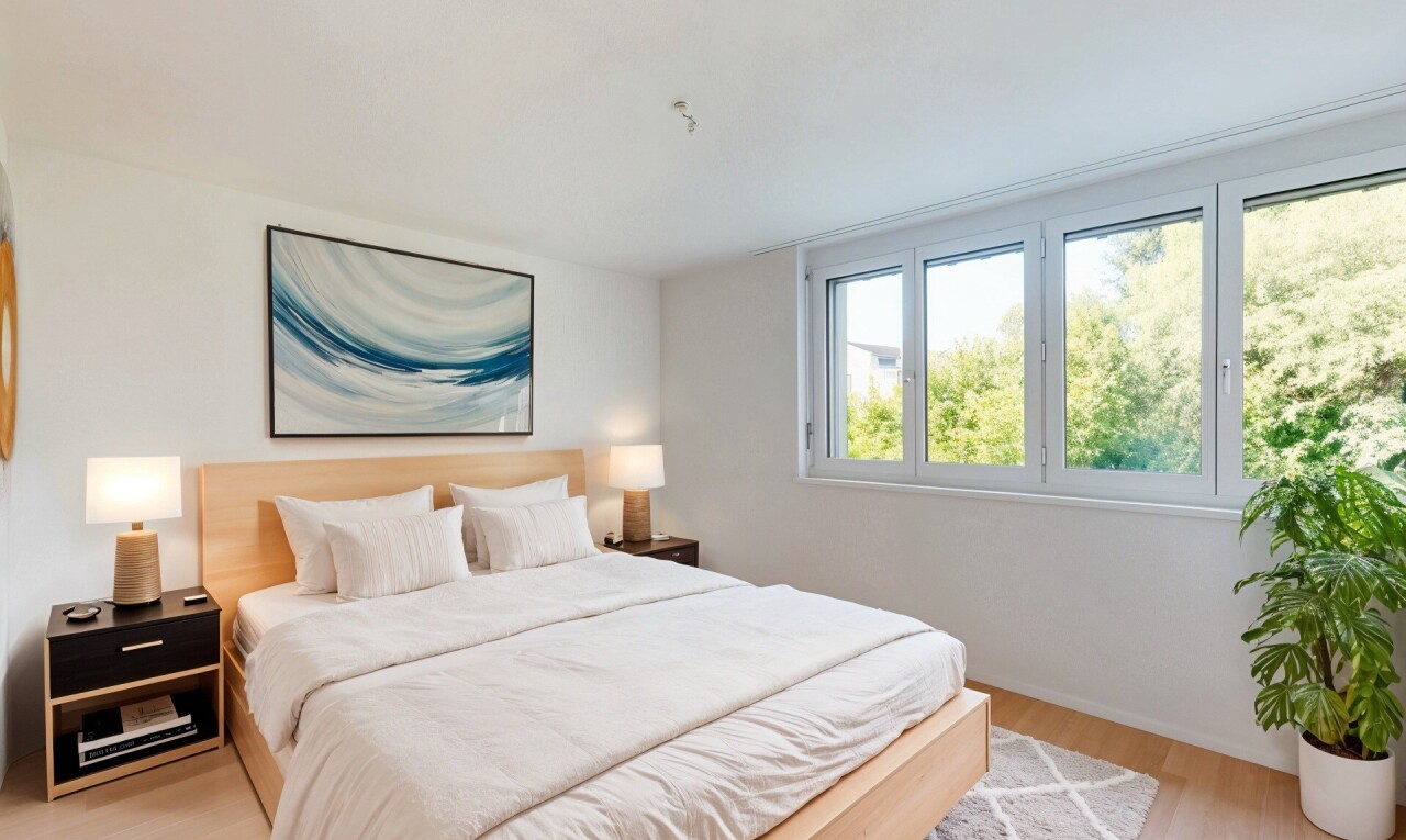 chambre avec sol en finition bois, wood finish floor, cloison sèche, drywall, et inside property