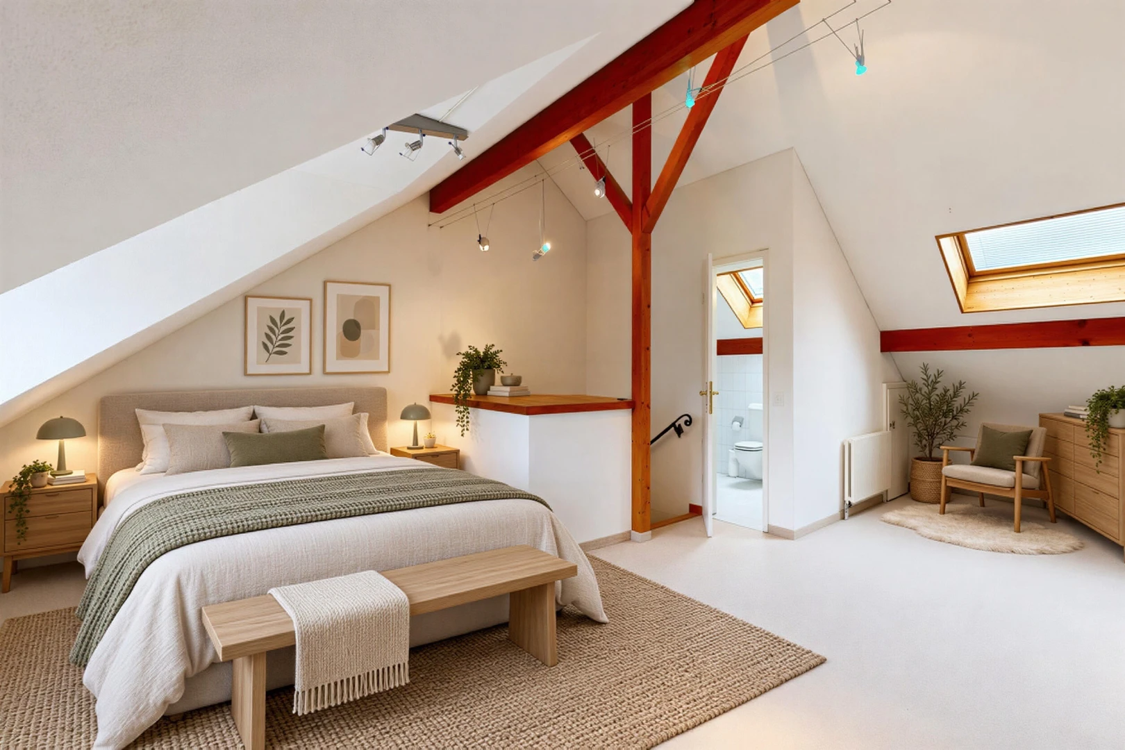 zimmer / schlafzimmer mit dachfenster, zusätzliches zimmer, vaulted ceiling, dachschräge, und virtually staged