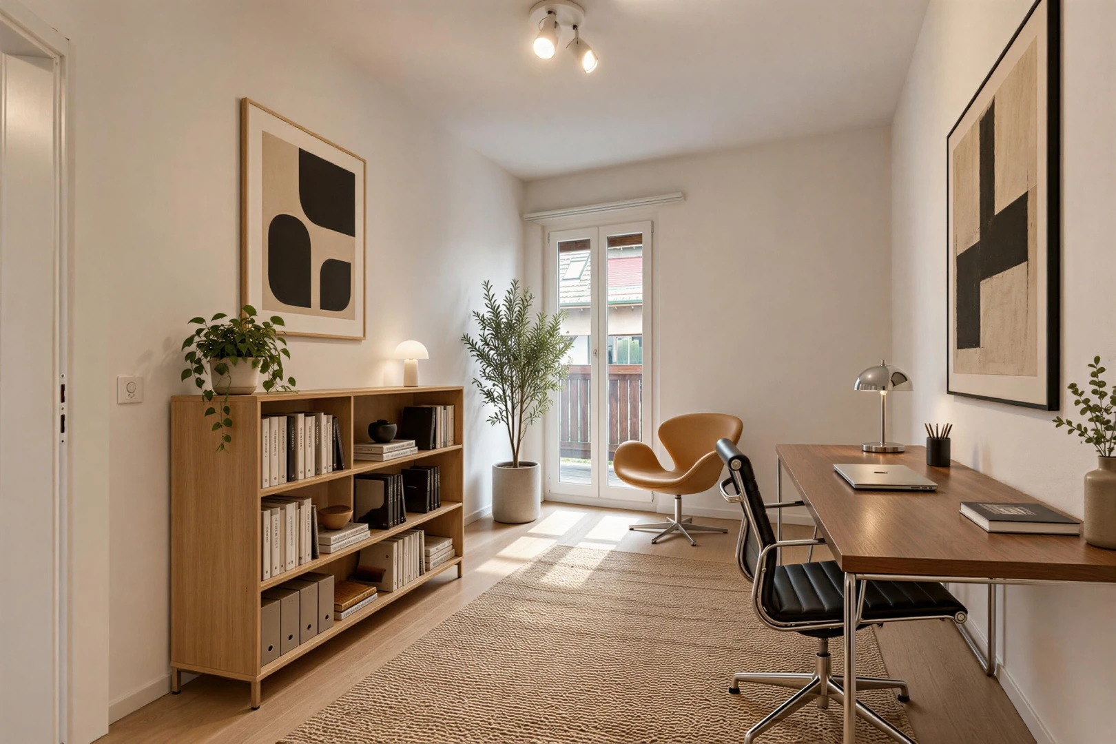 büro mit drywall, gipskartonwand, außenzugang, inside property, und virtually staged