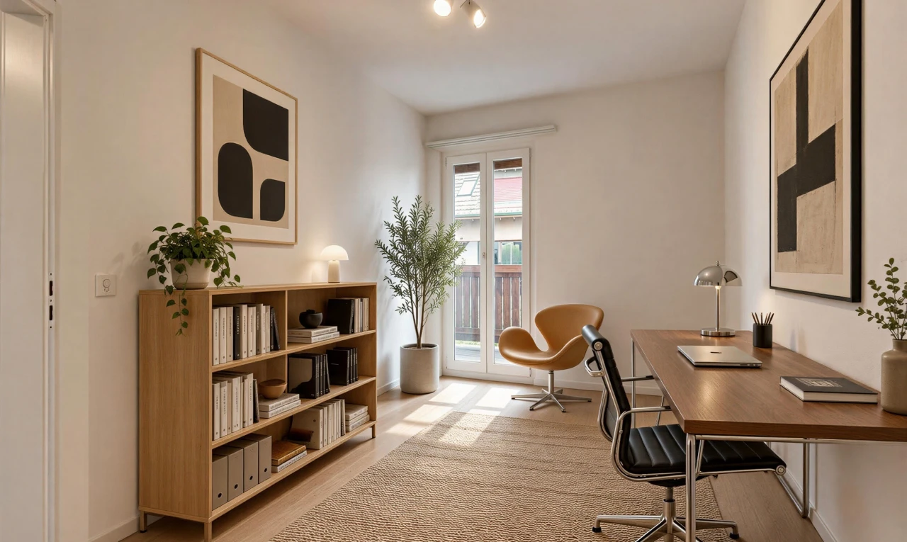 büro mit drywall, gipskartonwand, außenzugang, inside property, und virtually staged