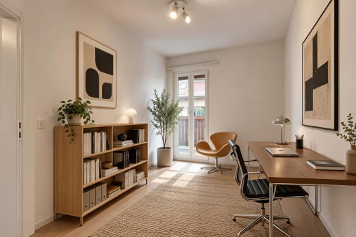 bureau avec drywall, cloison sèche, accès à l'extérieur, inside property, et virtually staged