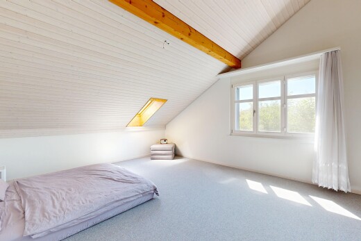 zimmer / schlafzimmer mit zusätzliches zimmer, teppich, carpet, dachschräge, und vaulted ceiling