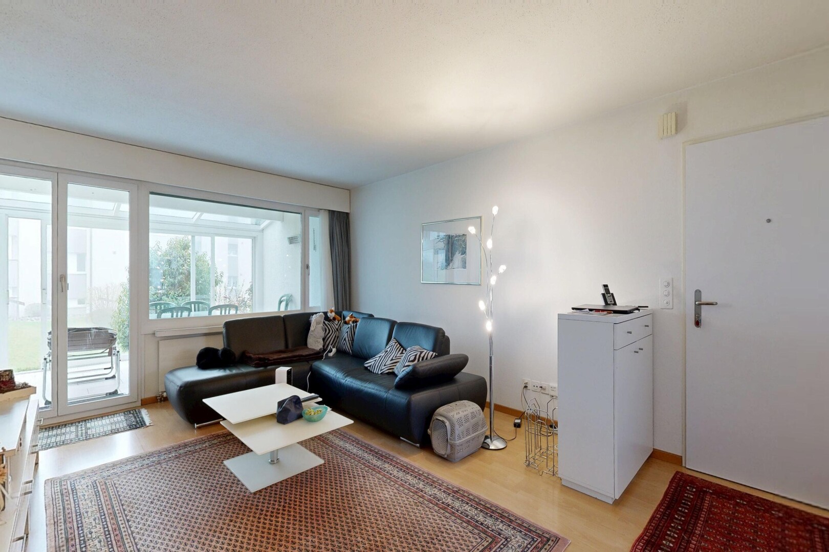 living area with light wood-type flooring