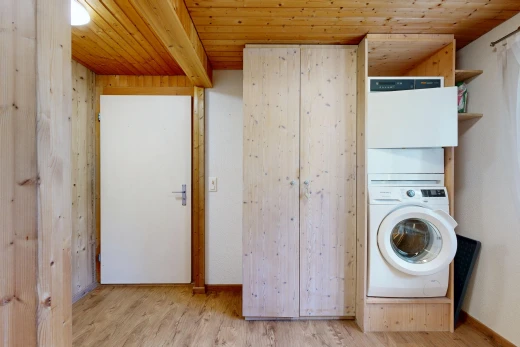 wäschekammer mit wäscherei, wood ceiling, holzdecke, waschturm, und wood finish floor