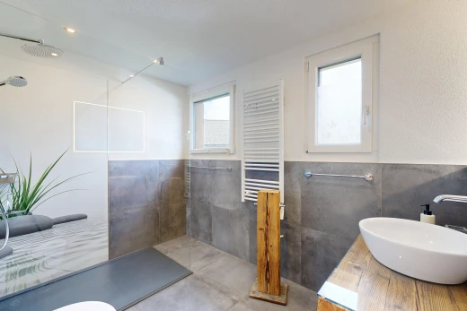 bad mit handtuchwärmer, dusche, komplettes badezimmer, waschbecken, und kühler
