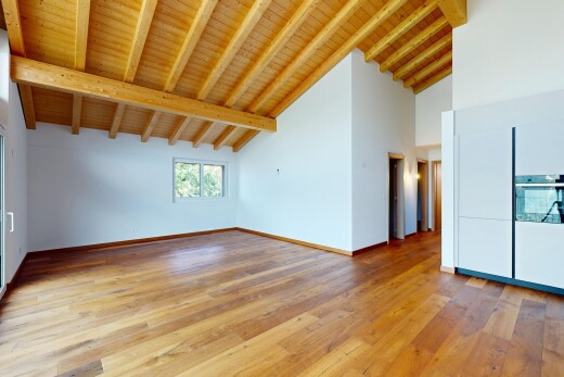leerer raum mit balkendecke, beamed ceiling, inside property, holzdecke, und wood ceiling