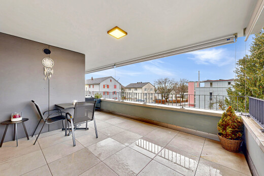 terrasse mit terrasse, from property, wohngebietblick, residential view, und day time