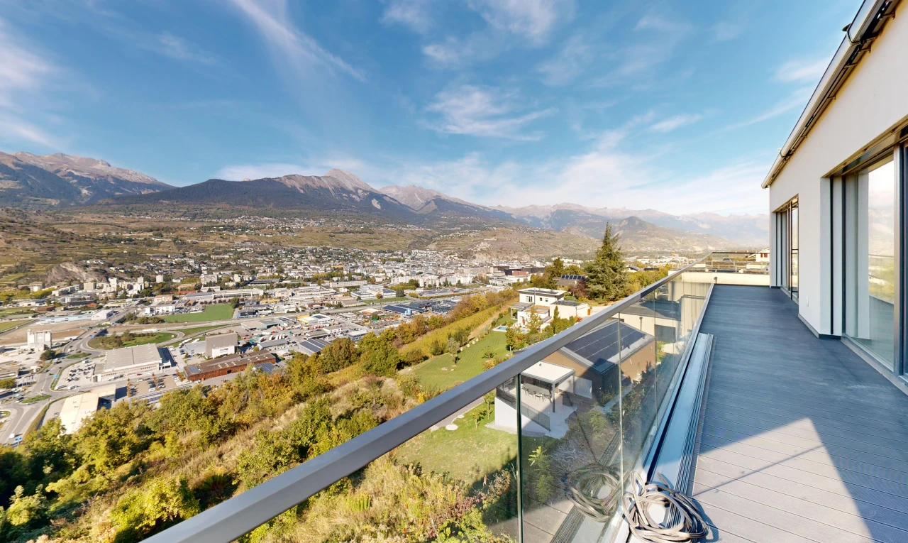 balcon avec day time, mountain view, vue sur la montagne, view focus, et from property