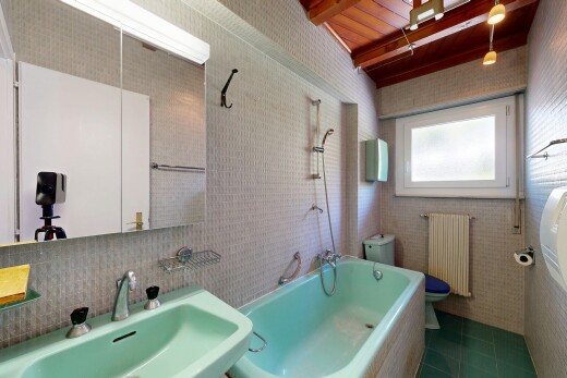 salle de bains avec natural light, lumière naturelle, miroir, toilette, et radiateur