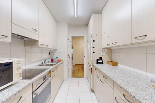 küche mit herd, ofen, waschbecken, stein arbeitsplatten, und mikrowelle