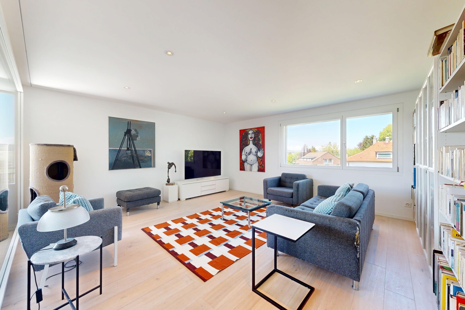 living area featuring light wood-style floors