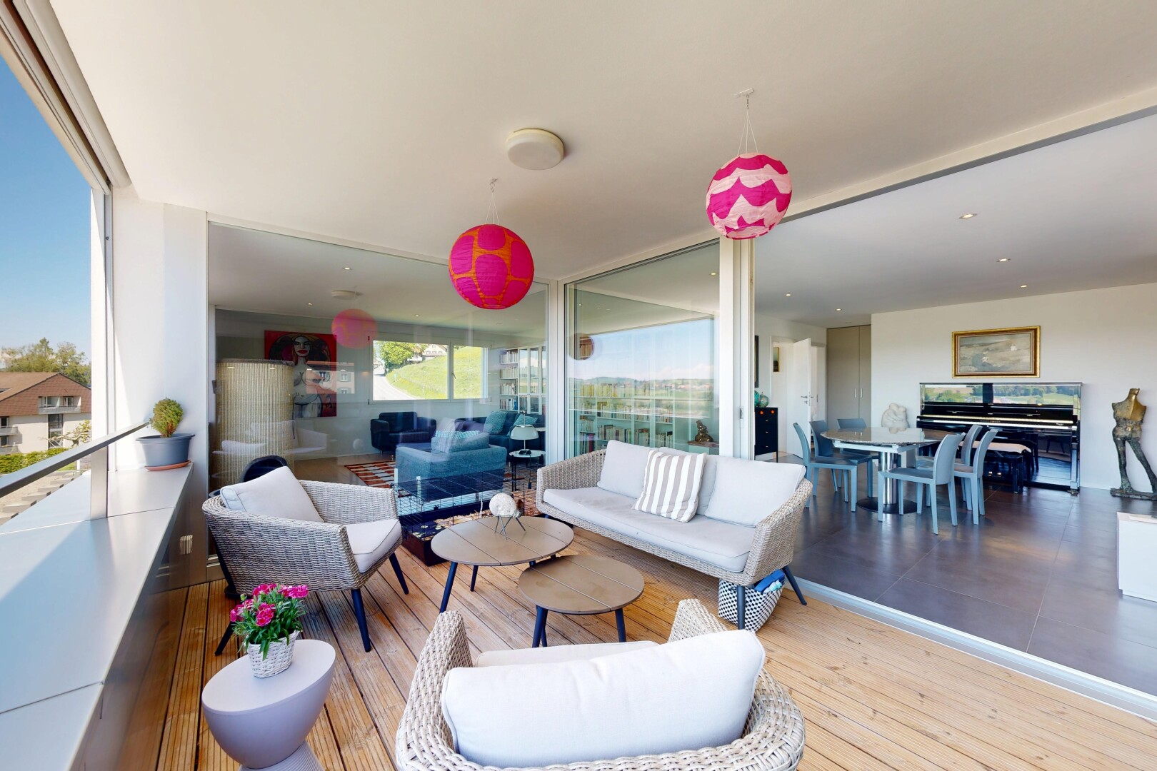 patio / terrace with an outdoor living / dining area