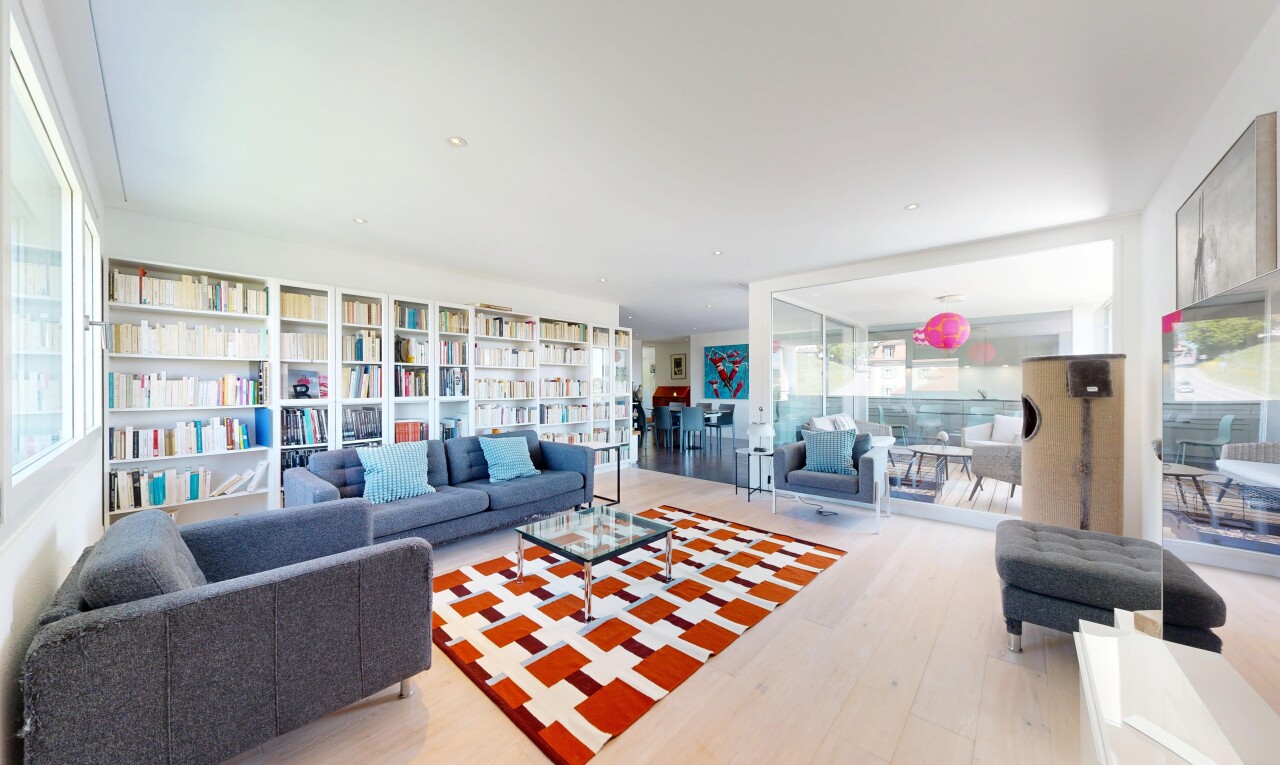 living area with light wood finished floors