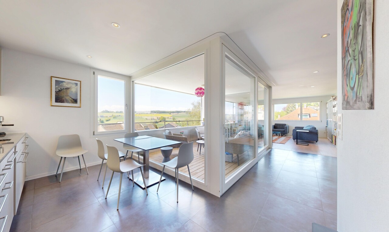 dining area featuring recessed lighting