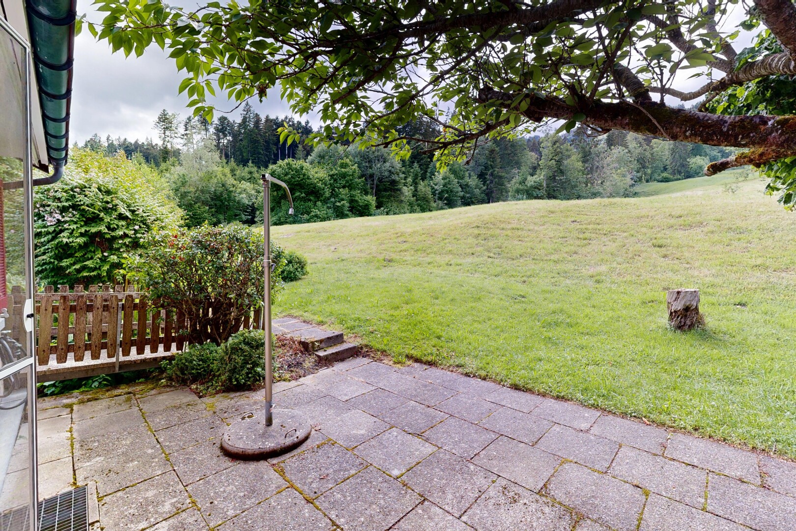 garten mit from property, rasen, und terrasse