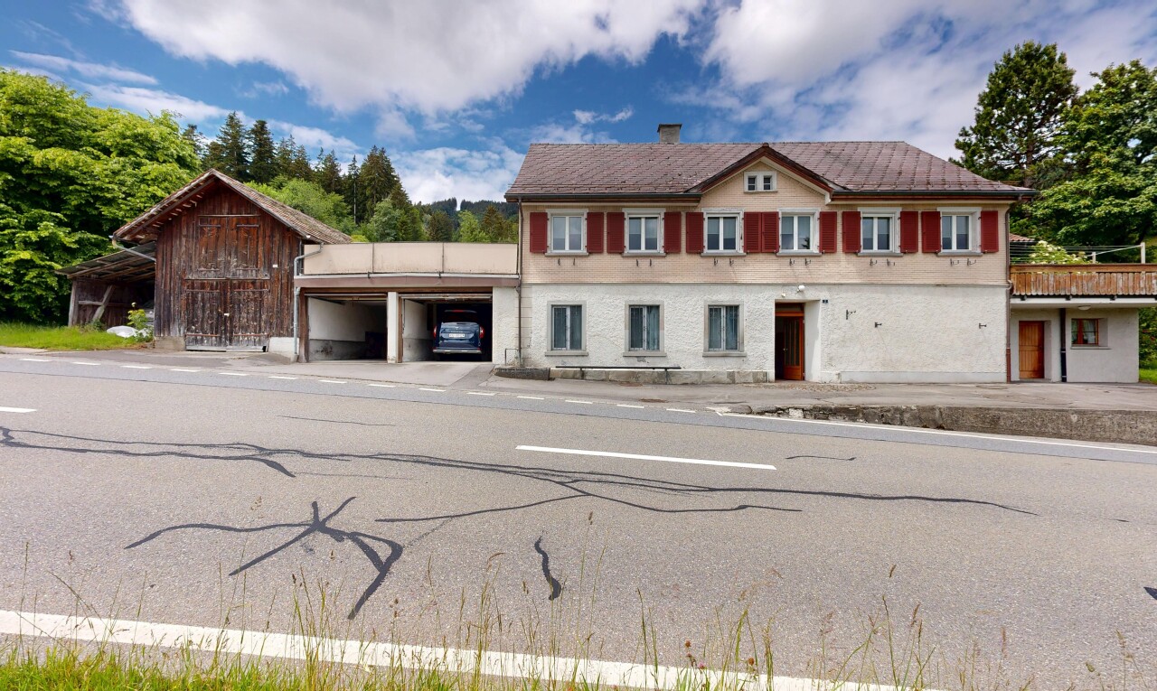 außenansicht mit day time und betonfundament