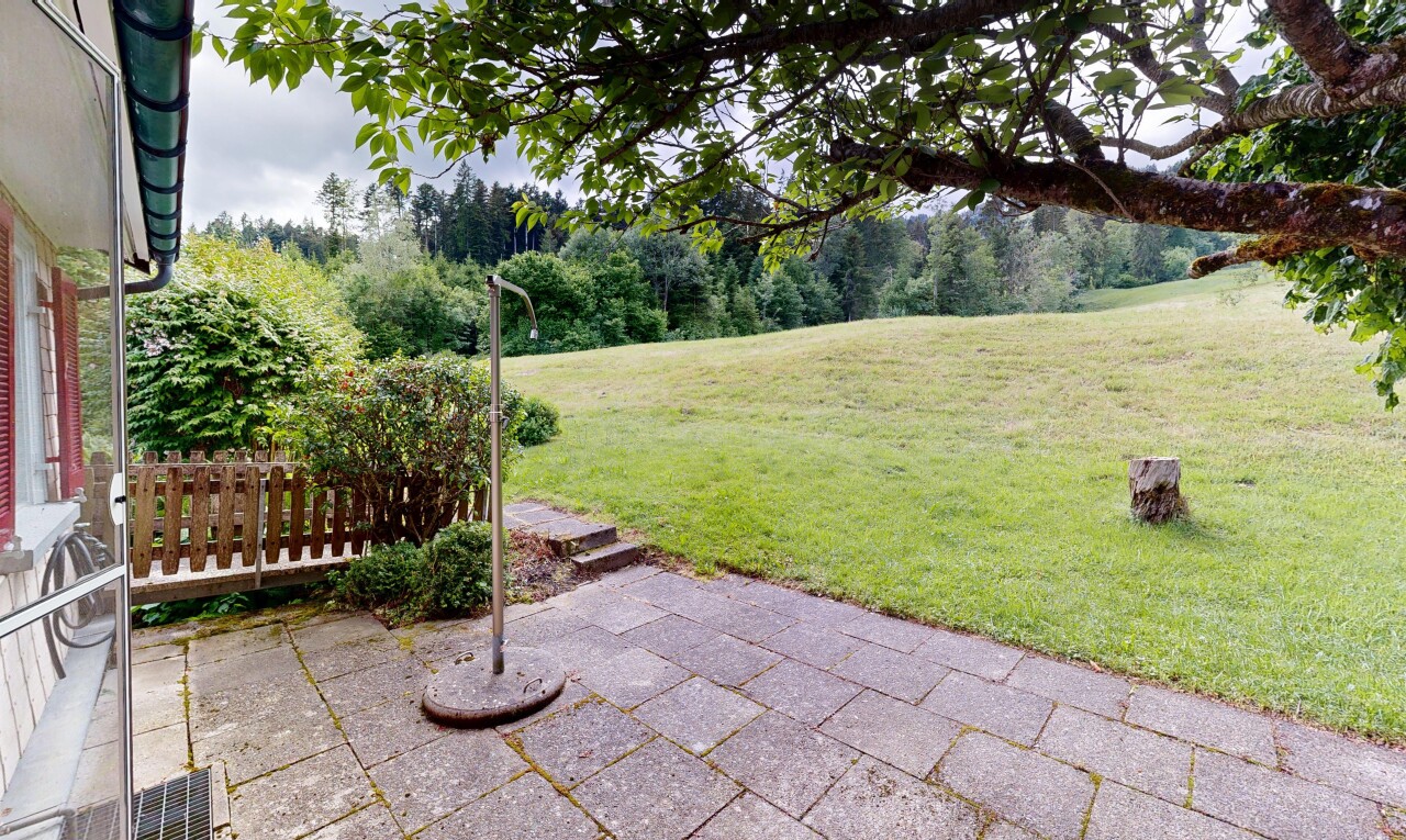 garten mit from property, rasen, und terrasse