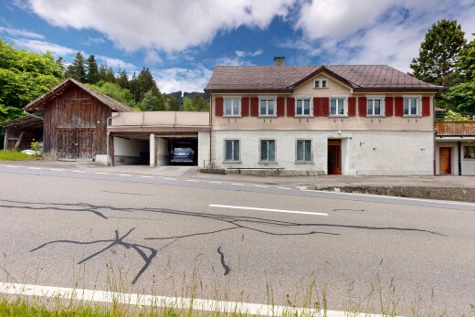 außenansicht mit day time und betonfundament
