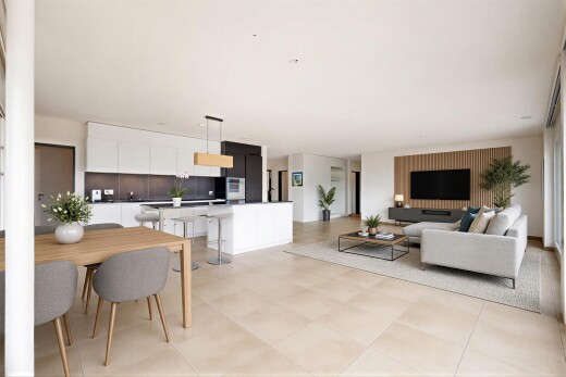 wohn- / esszimmer mit light floor, inside property, gipskartonwand, drywall, und fernseher