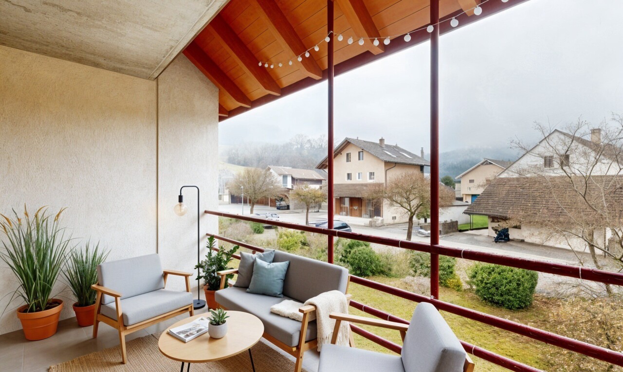 balkon mit overcast, wohnraum im freien, und from property