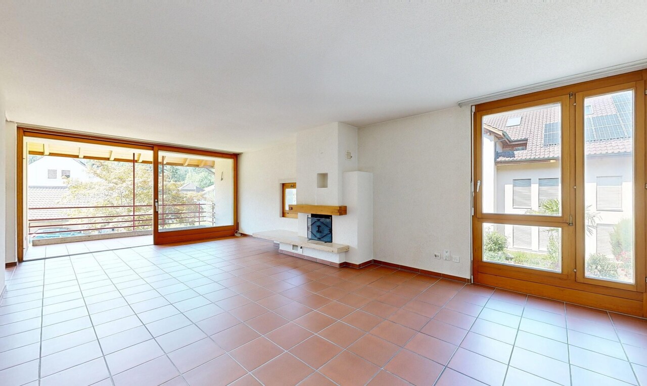 wohnzimmer mit bodendeckenfenster, floor ceiling windows, inside property, gipskartonwand, und drywall