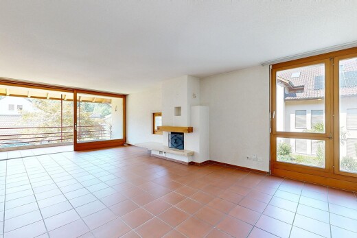 wohnzimmer mit bodendeckenfenster, floor ceiling windows, inside property, gipskartonwand, und drywall