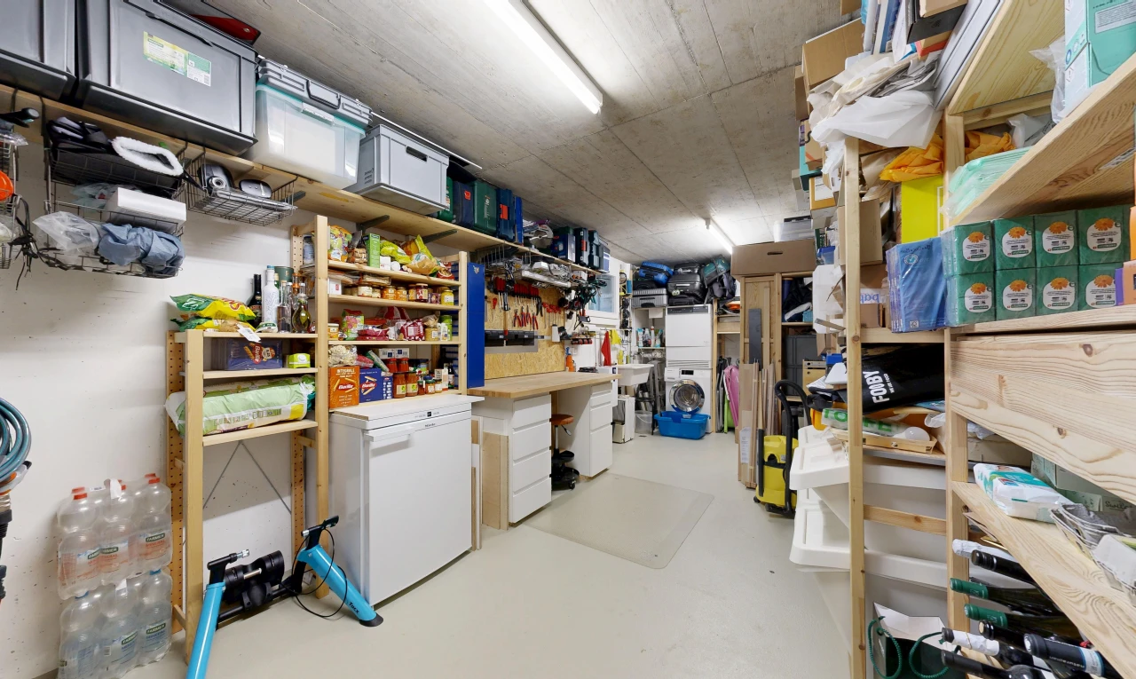 vorratskammer mit waschturm, chest freezer, und keller