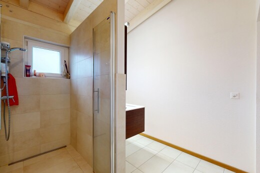 bad mit schminktisch, natürliches licht, natural light, komplettes badezimmer, und dusche