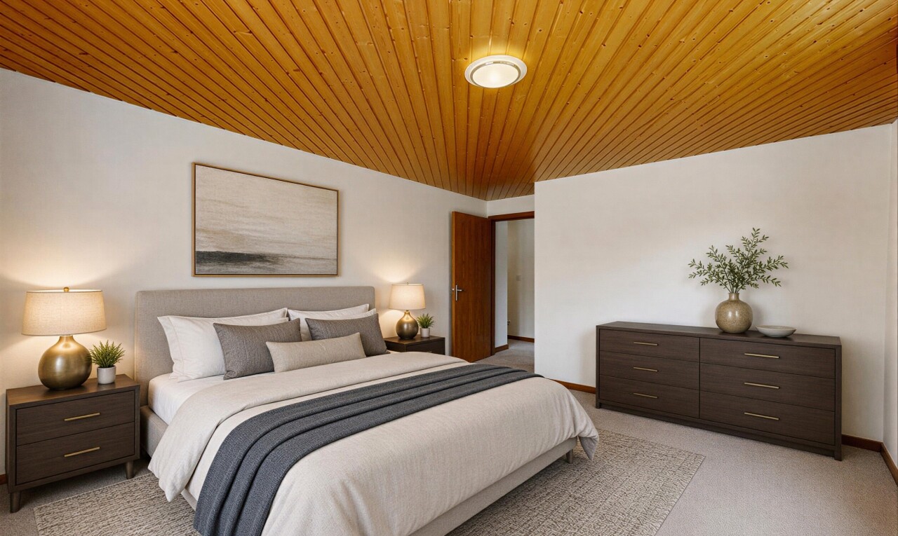 room featuring light carpet and wood ceiling