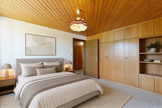 chambre avec inside property, moquette, carpet, virtually staged, et placard