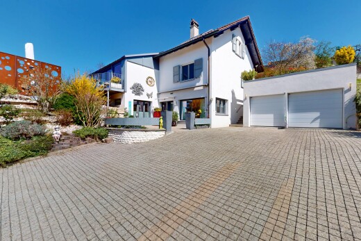 façade avec cheminée et bardage en stuc