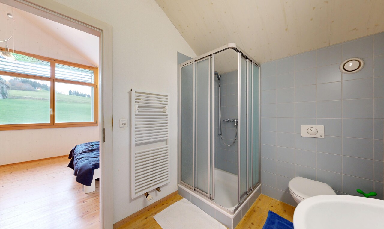 salle de bains avec inside property, sol en finition bois, wood finish floor, radiateur, et lumière naturelle