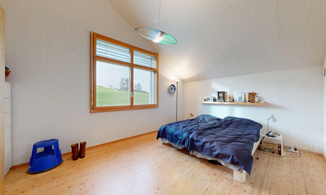 chambre avec lumière naturelle, natural light, plafond voûté, vaulted ceiling, et pièce supplémentaire