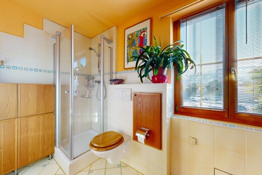 salle de bains avec douche, salle de bain complète, lumière naturelle, natural light, et inside property