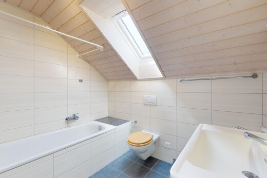 bad mit tile tub, fliesenwand, tile wall, komplettes badezimmer, und waschbecken