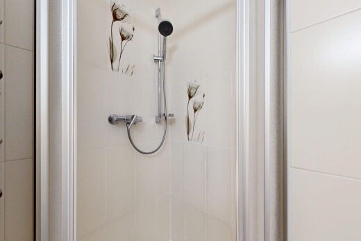 salle de bains avec douche, salle de bain complète, et inside property