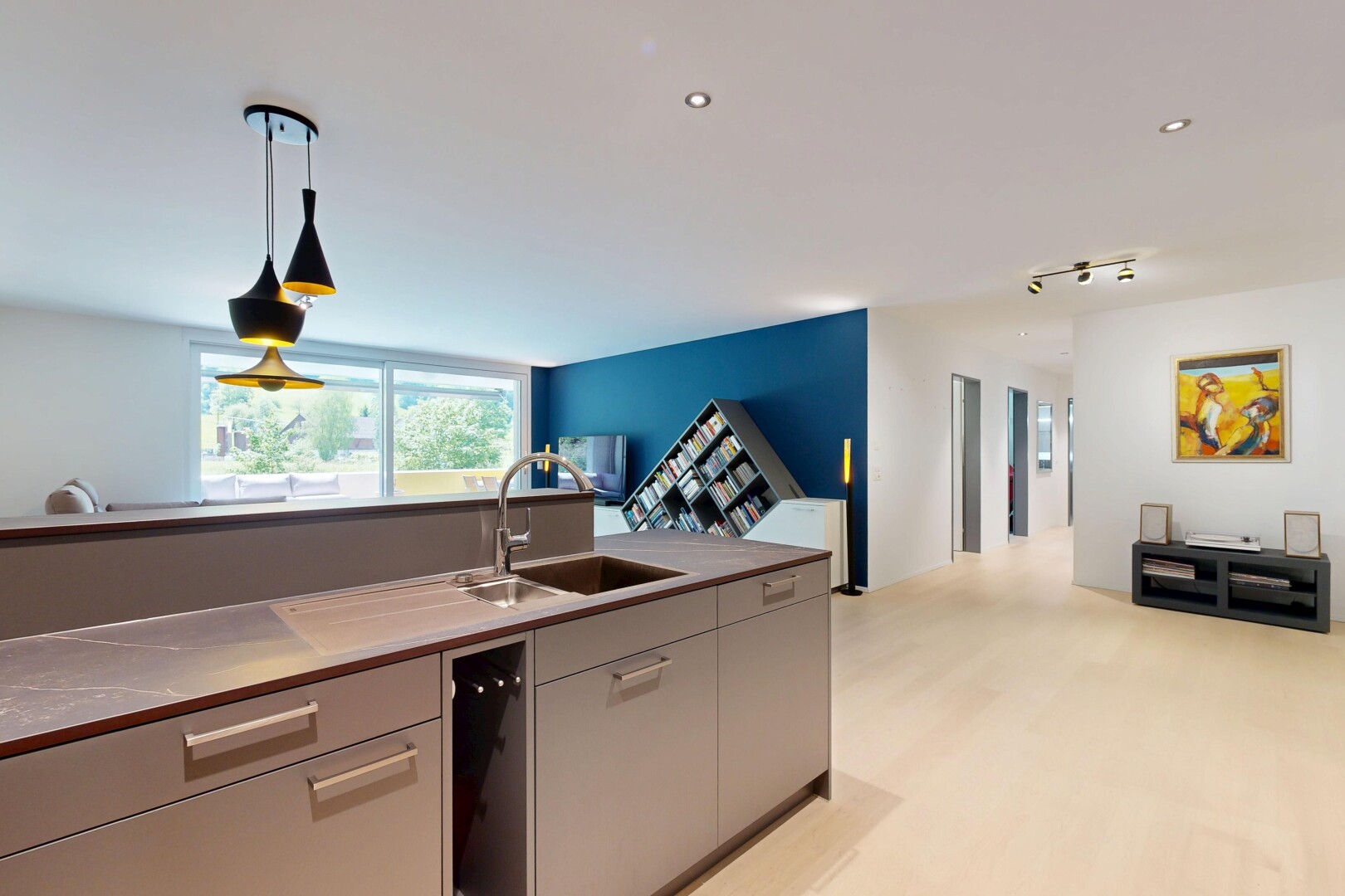 küche mit gipskartonwand, drywall, light floor, inside property, und waschbecken