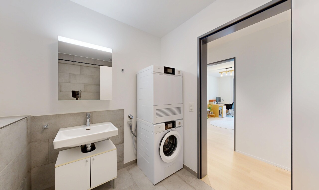 wäschekammer mit inside property, waschbecken, gipskartonwand, drywall, und waschturm