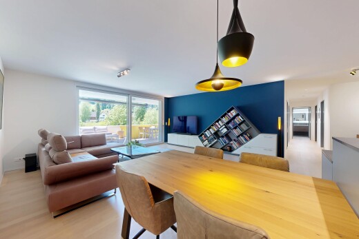 wohn- / esszimmer mit drywall, gipskartonwand, inside property, natural light, und natürliches licht