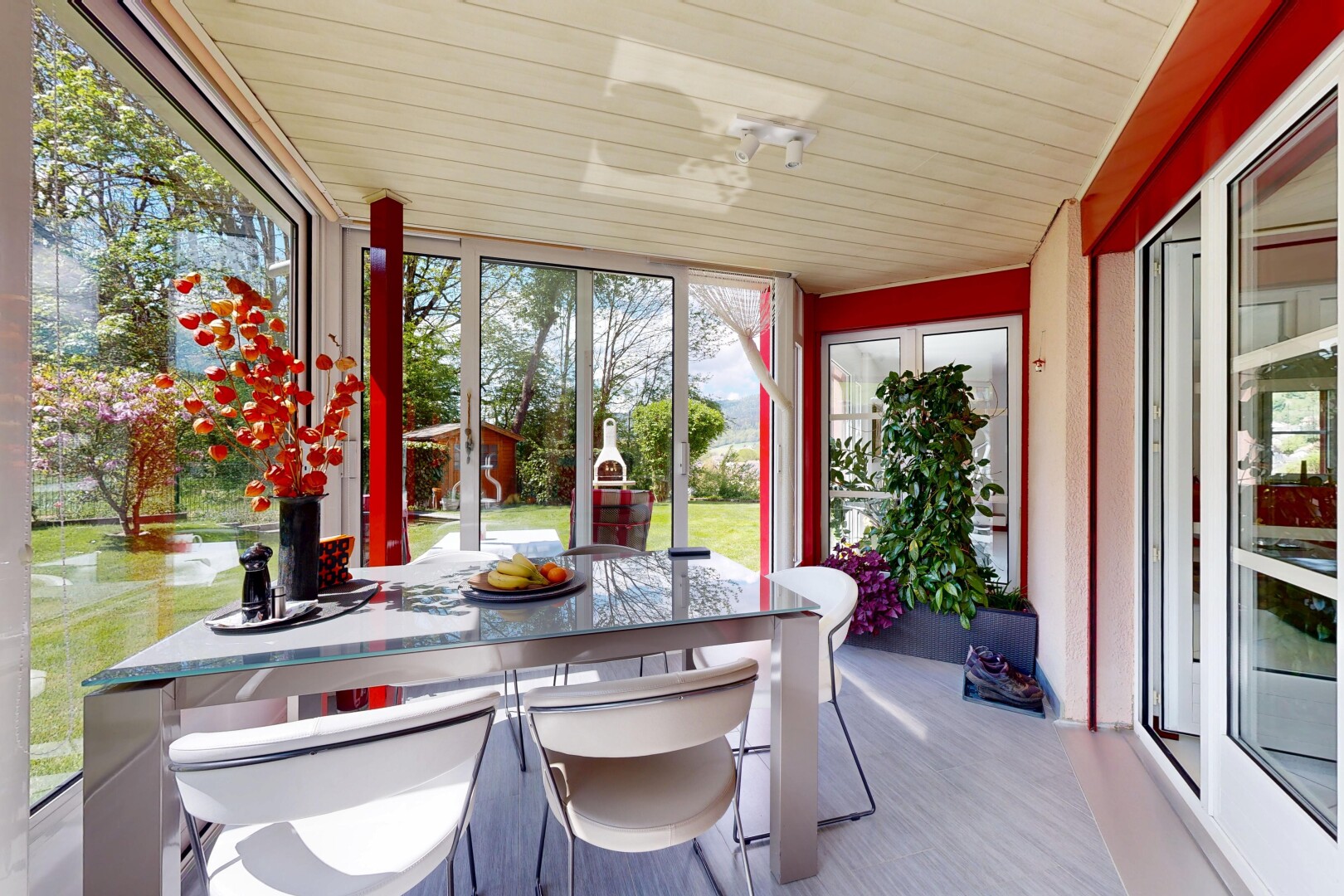 dining room featuring plenty of natural light, light wood-style floors, and wood ceiling
